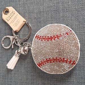 Baseball Crystal Rhinestone Keychain Purse Charm Backpack Clip Gift Mom Player